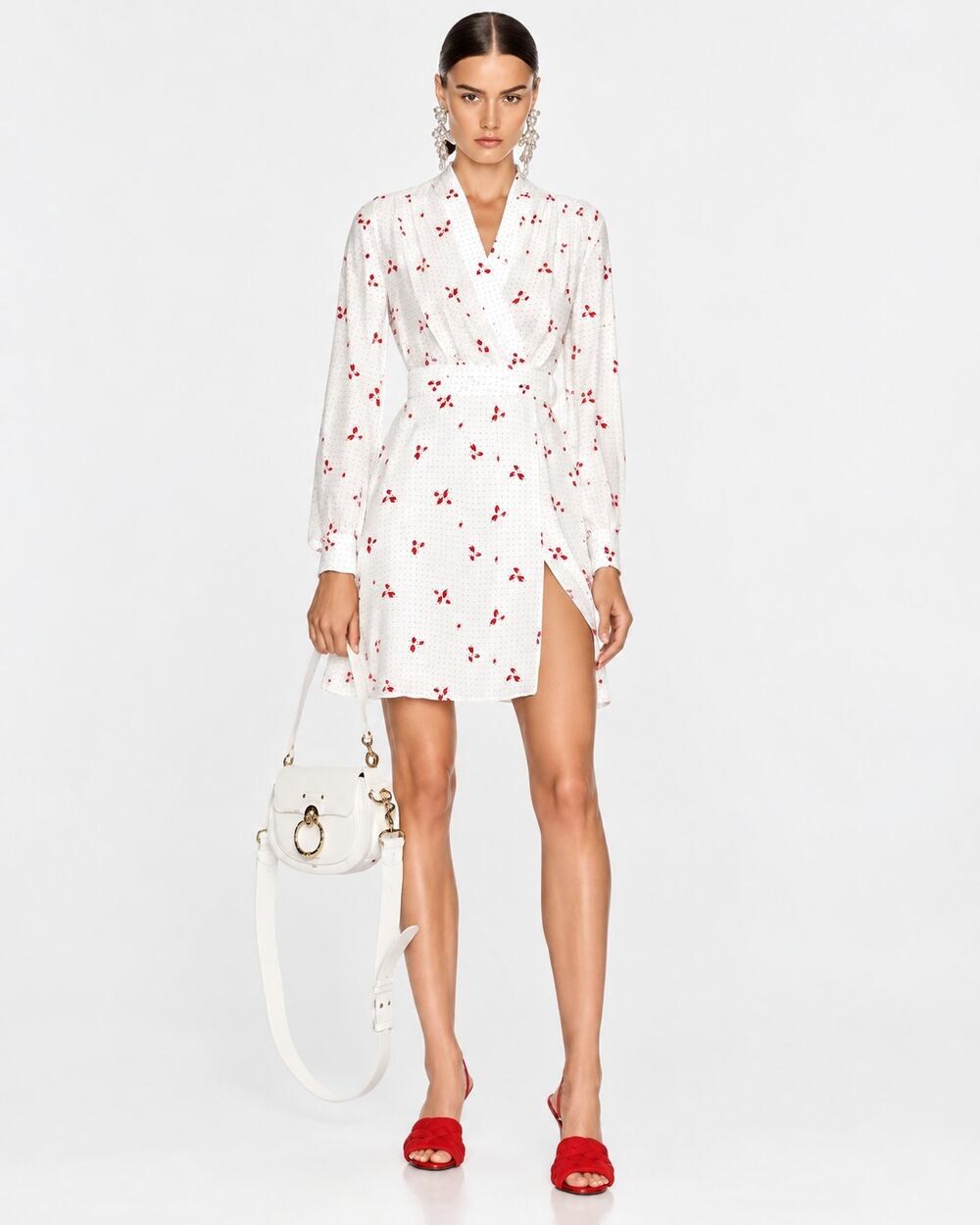 Equipment Allaire Silk Wrap Dress White Red Print Size 2 NWT